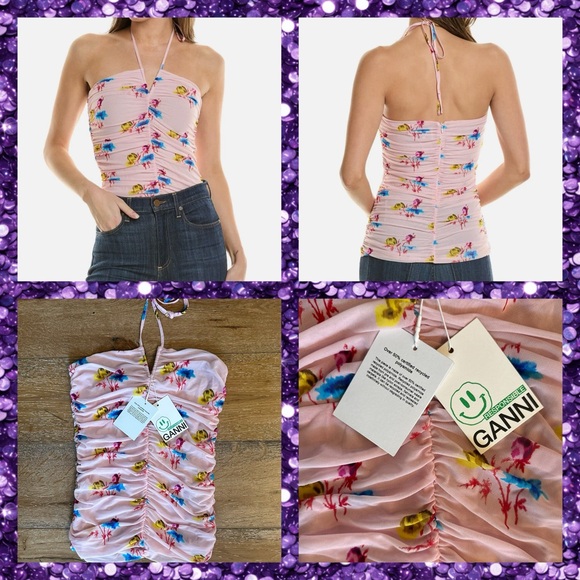 GANNI MESH PRINT TOP SIZE 38 NEW WITH TAGS - Picture 1 of 11